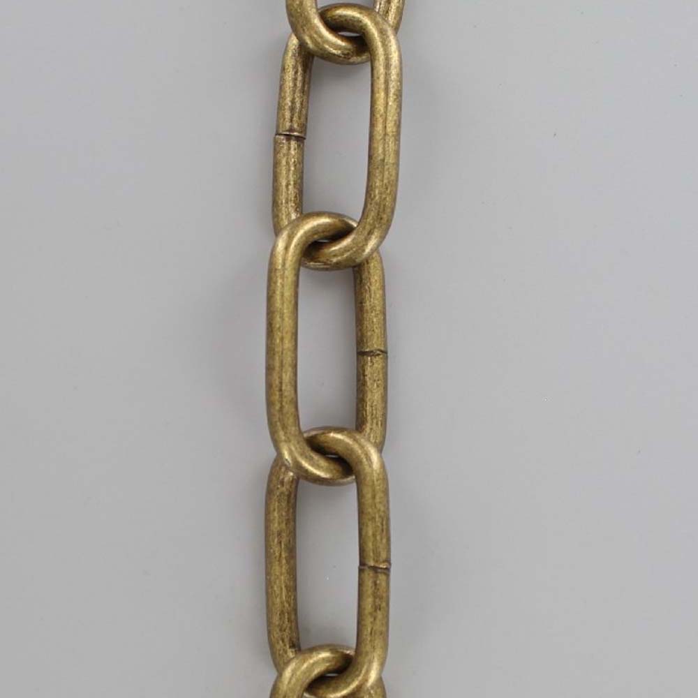 ANTIQUE BRASS PLATED STEEL LONG OVAL 3 GAUGE (1/4IN.) THICK CHAIN