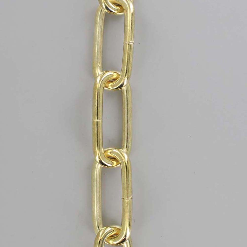 BRASS PLATED STEEL LONG OVAL 3 GAUGE (1/4IN.) THICK CHAIN