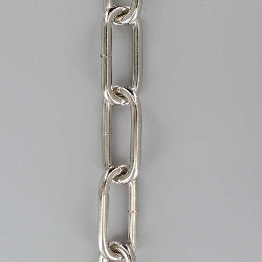 NICKEL PLATED STEEL LONG OVAL 3 GAUGE (1/4IN.) THICK CHAIN