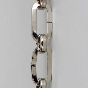 POLISHED NICKEL FINISH BRASS SQUARE WIRE OVAL CHAIN WITH ROUND LINK