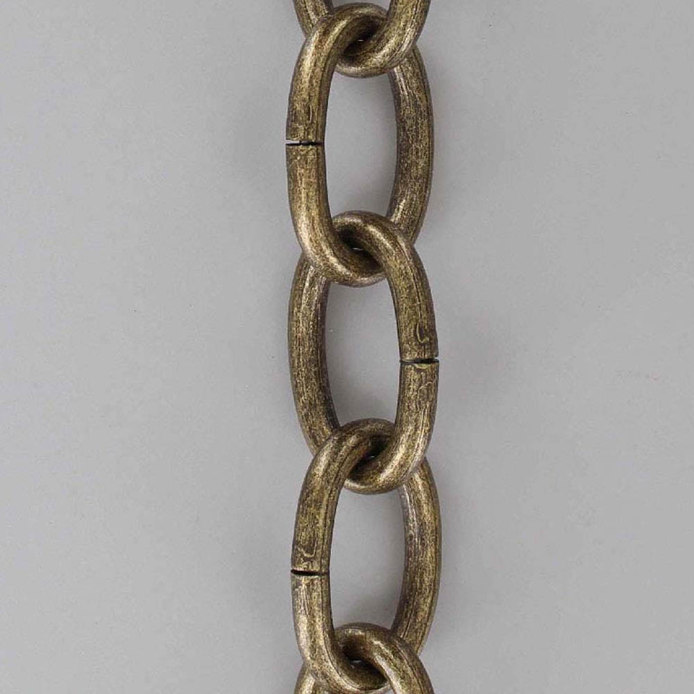 ANTIQUE BRASS PLATED STEEL OVAL 3 GAUGE (1/4IN.) THICK CHAIN