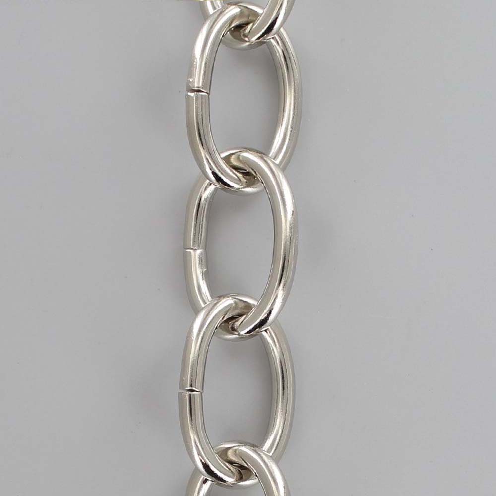 POLISHED NICKEL PLATED STEEL OVAL 3 GAUGE (1/4IN.) THICK CHAIN