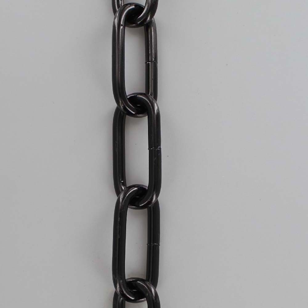 BLACK POWDER COATED STEEL LONG OVAL 3 GAUGE (1/4IN.) THICK CHAIN