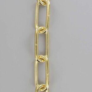 BRASS PLATED STEEL LONG OVAL 3 GAUGE (1/4IN.) THICK CHAIN