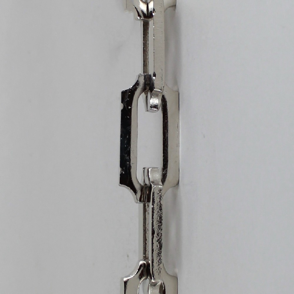 POLISHED NICKEL FINISH SOLID BRASS 3/16IN. CUT CORNER RECTANGLE STYLE CHAIN